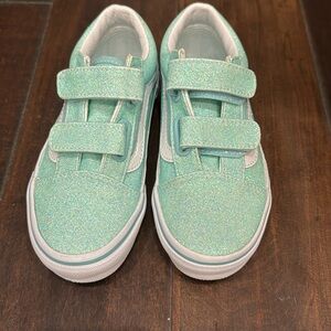 NWOT Toddler Girl Glitter Blue Van Sneakers